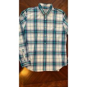 Express Men's Button front‎ blue plaid Shirt 100% cotton Size x-large